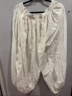 Urban Outfitters Cream Gathered Elastic Waist Bottoms